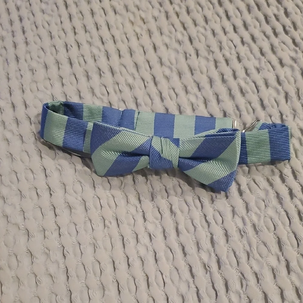 Striped Blue and Green Kids Bow Tie